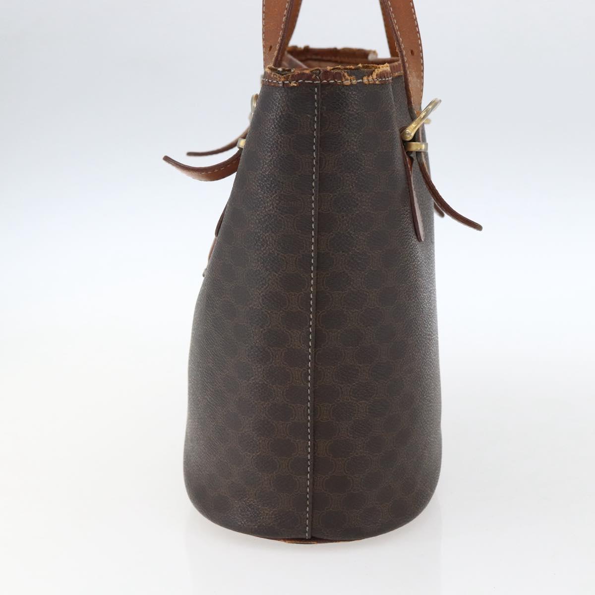 CELINE Macadam Canvas Tote Bag PVC Leather Brown Gold Auth ka2135