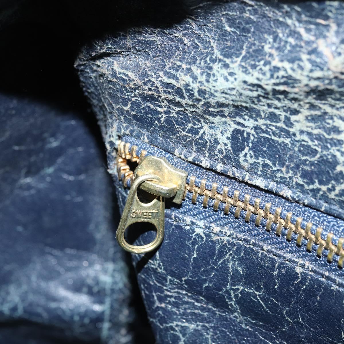 GUCCI GG Supreme Sherry Line Hand Bag PVC Navy Gold Auth ka2155