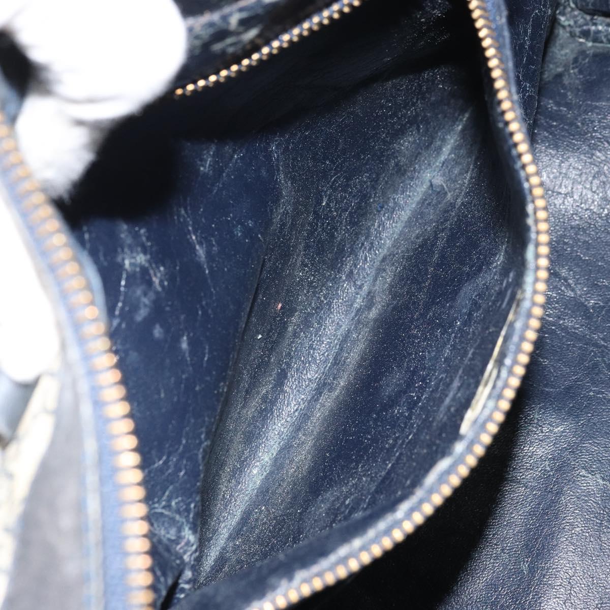 GUCCI GG Supreme Sherry Line Hand Bag PVC Navy Gold Auth ka2155