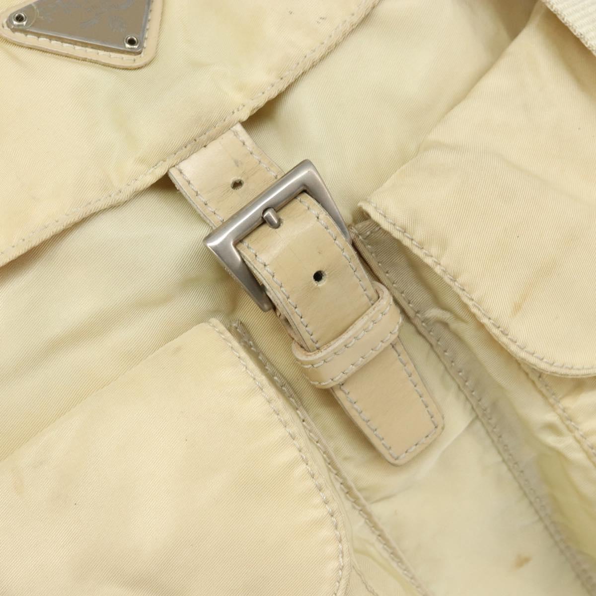 PRADA Backpack Nylon Ivory Silver Auth ka2156