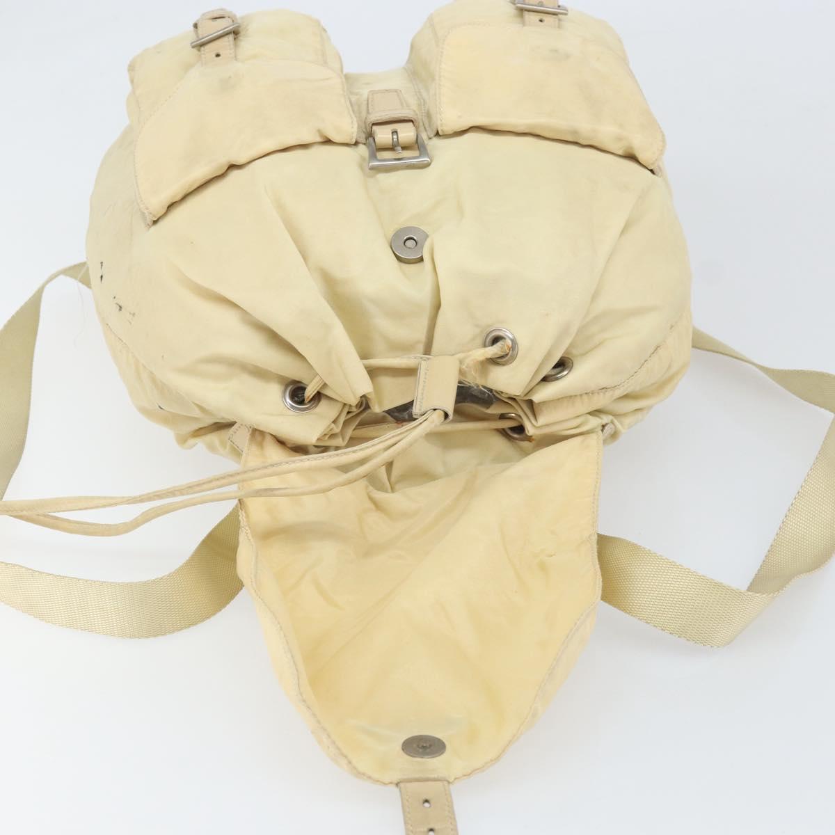 PRADA Backpack Nylon Ivory Silver Auth ka2156