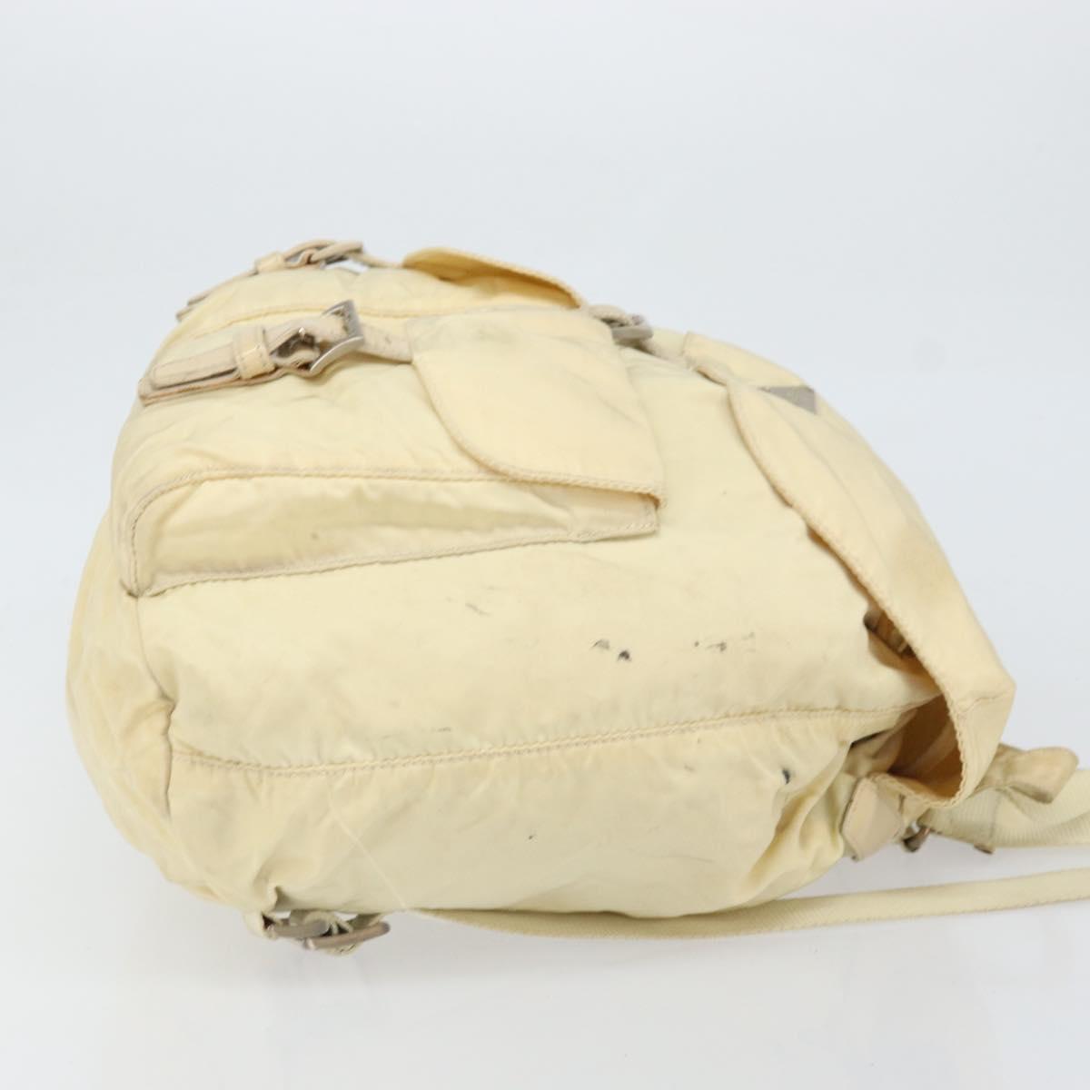 PRADA Backpack Nylon Ivory Silver Auth ka2156