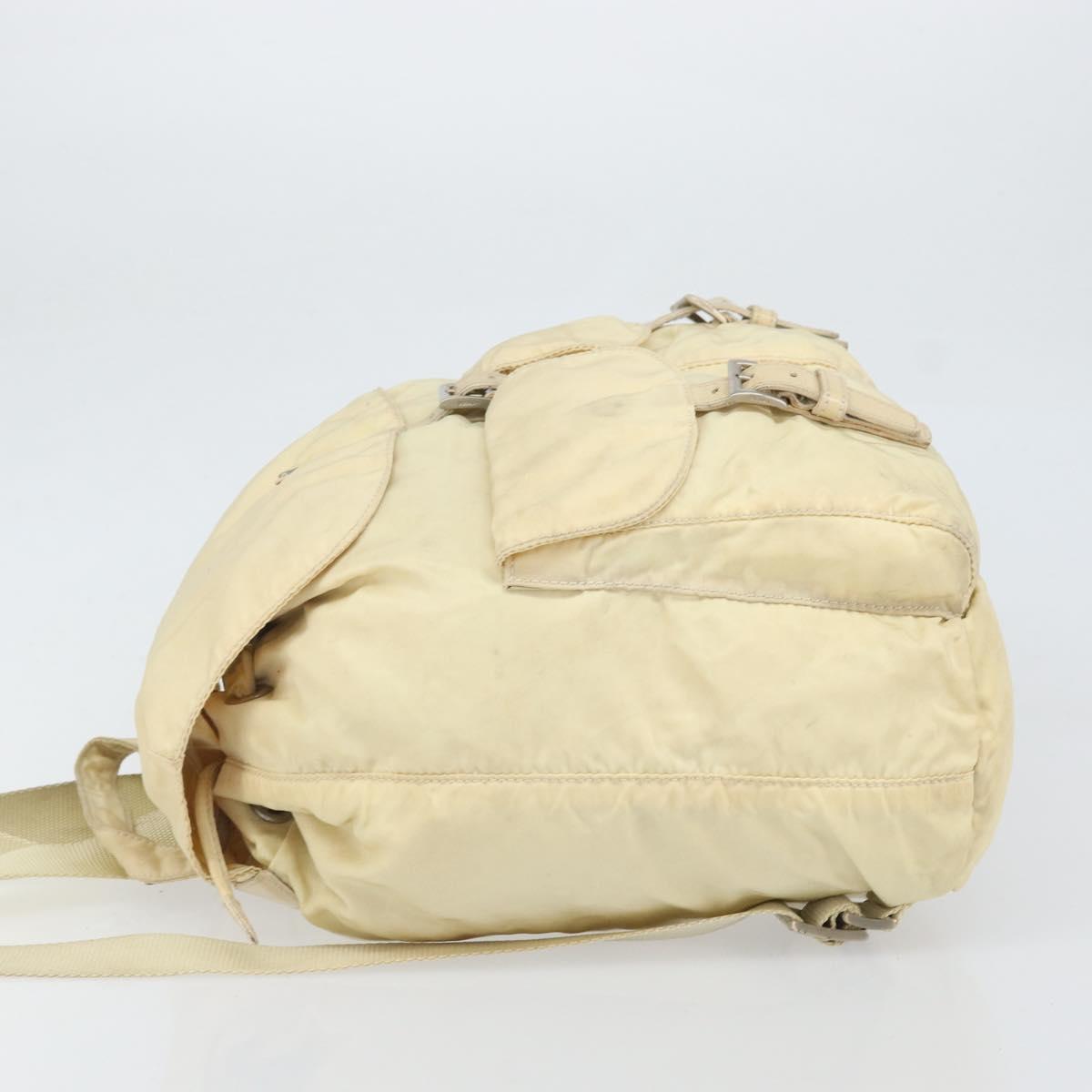 PRADA Backpack Nylon Ivory Silver Auth ka2156