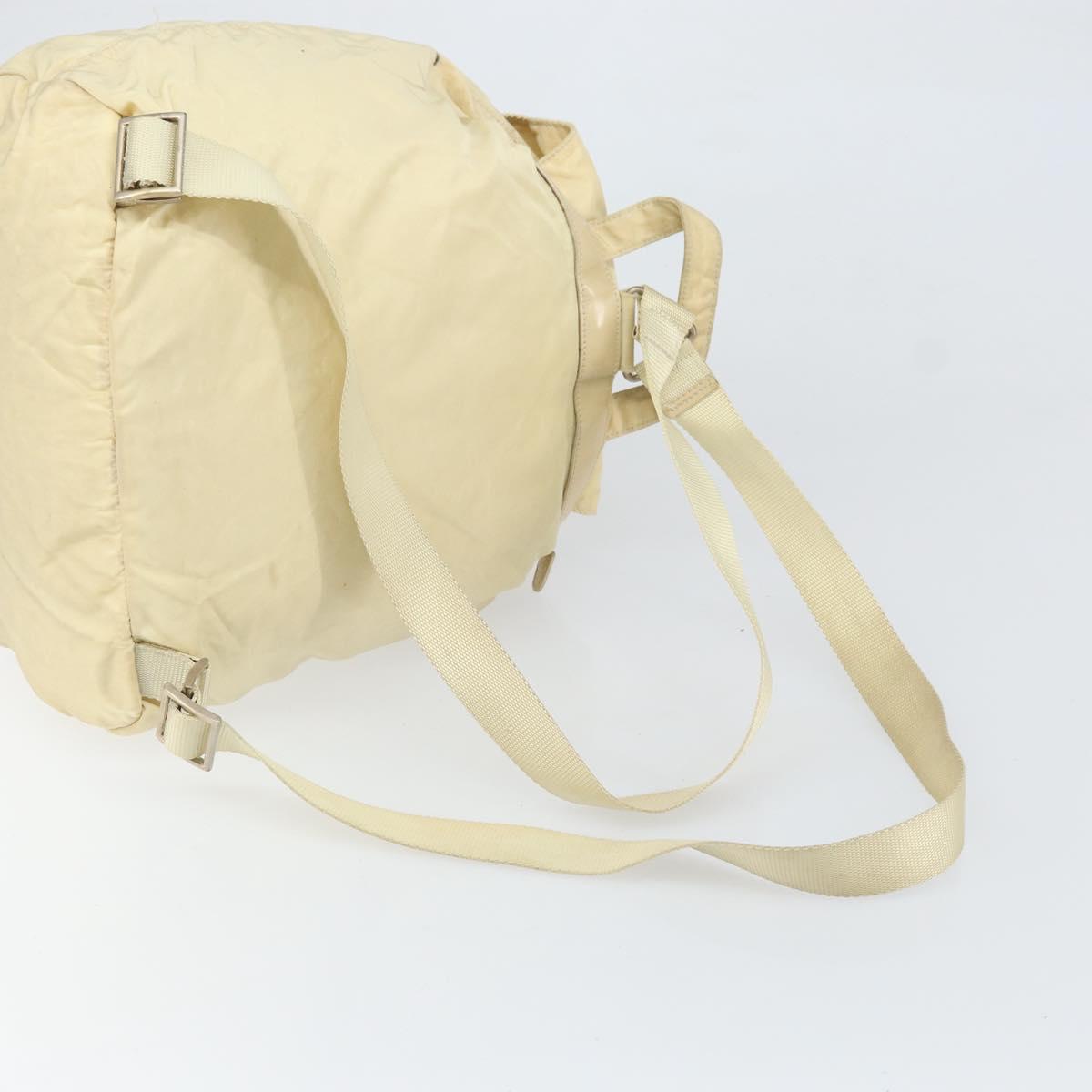 PRADA Backpack Nylon Ivory Silver Auth ka2156
