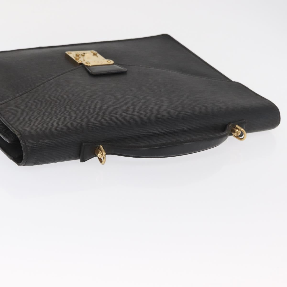 LOUIS VUITTON Epi Porte Documents Bandouliere Briefcase Black M54462 Auth ka2157