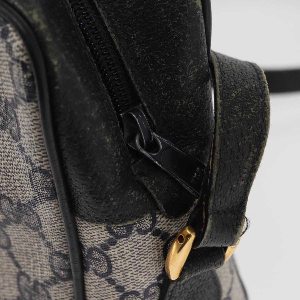 GUCCI GG Supreme Sherry Line Shoulder Bag PVC Navy Gold 68 02 005 Auth ka216