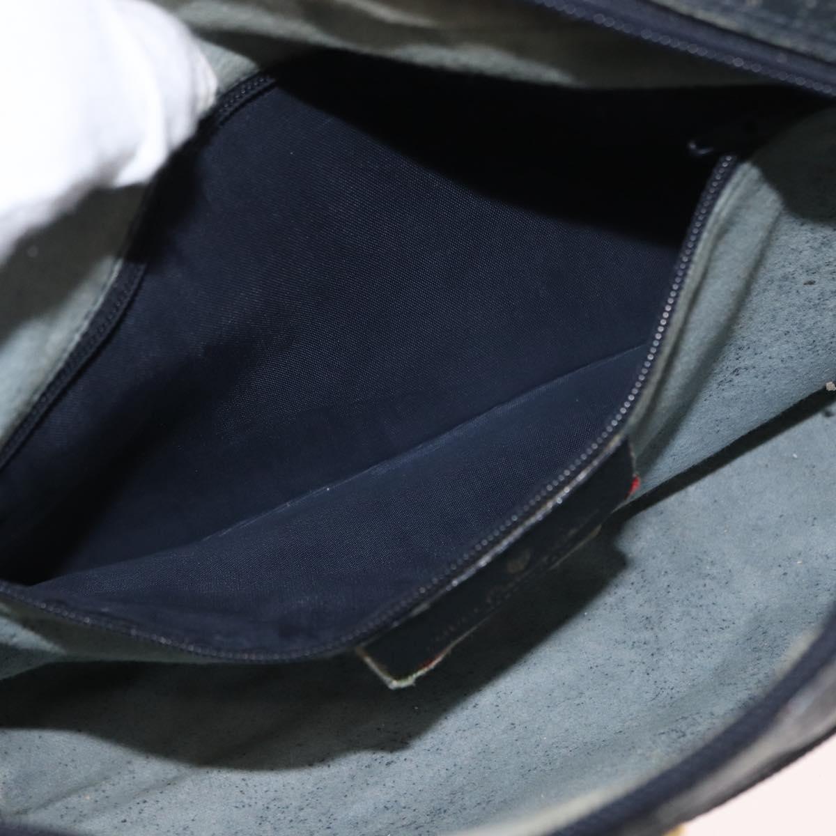 GUCCI GG Supreme Sherry Line Shoulder Bag PVC Navy Gold 68 02 005 Auth ka216