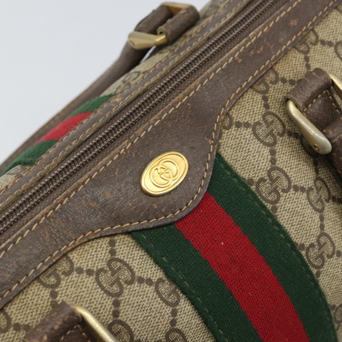 GUCCI GG Supreme Web Sherry Line Hand Bag PVC Beige Gold 24 012 3842 Auth ka2171