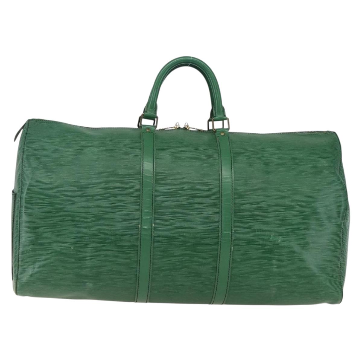 LOUIS VUITTON Epi Keepall 55 Boston Bag Green M42954 LV Auth ka2185