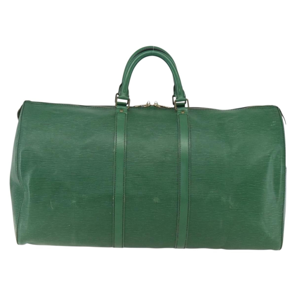 LOUIS VUITTON Epi Keepall 55 Boston Bag Green M42954 LV Auth ka2185