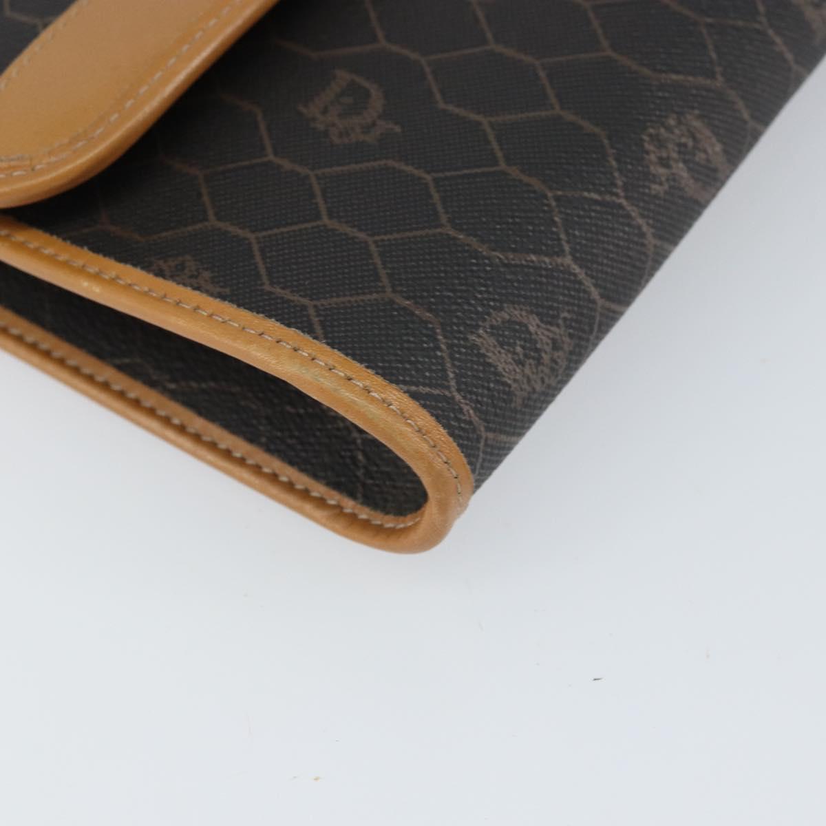 Christian Dior Honeycomb Canvas Chain Shoulder Bag PVC Black Gold Auth ka2188