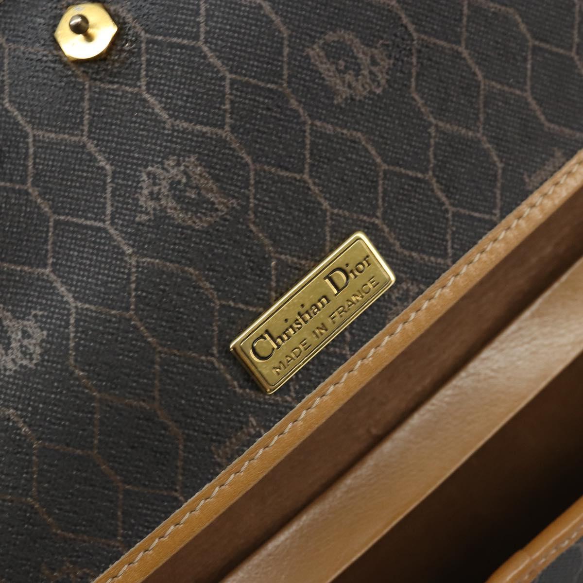 Christian Dior Honeycomb Canvas Chain Shoulder Bag PVC Black Gold Auth ka2188
