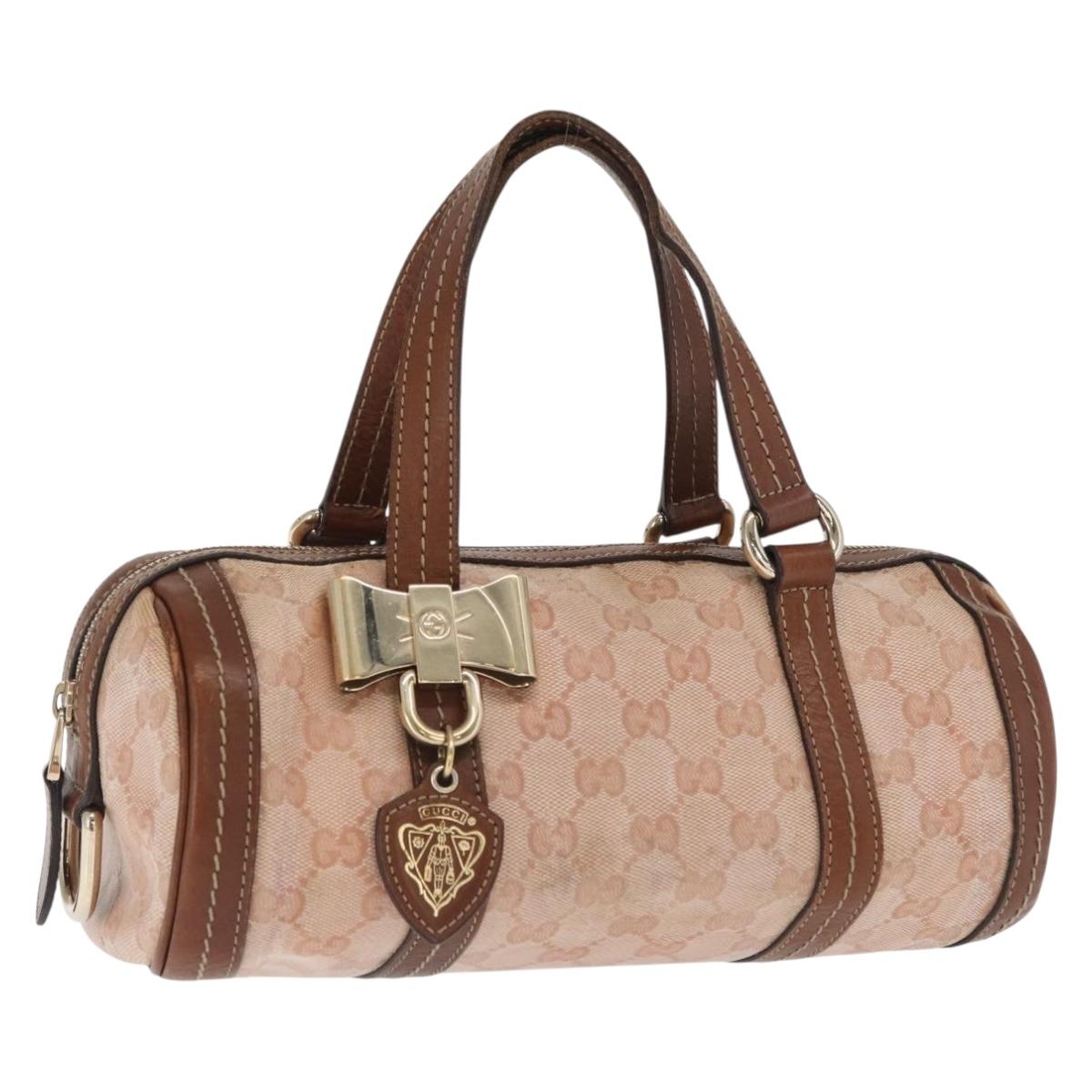 GUCCI GG Crystal Hand Bag Coated Canvas Pink Gold 181485 Auth ka2189