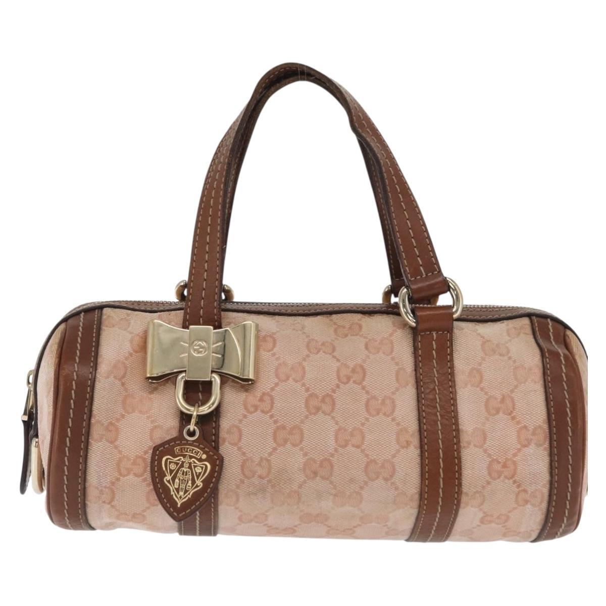GUCCI GG Crystal Hand Bag Coated Canvas Pink Gold 181485 Auth ka2189