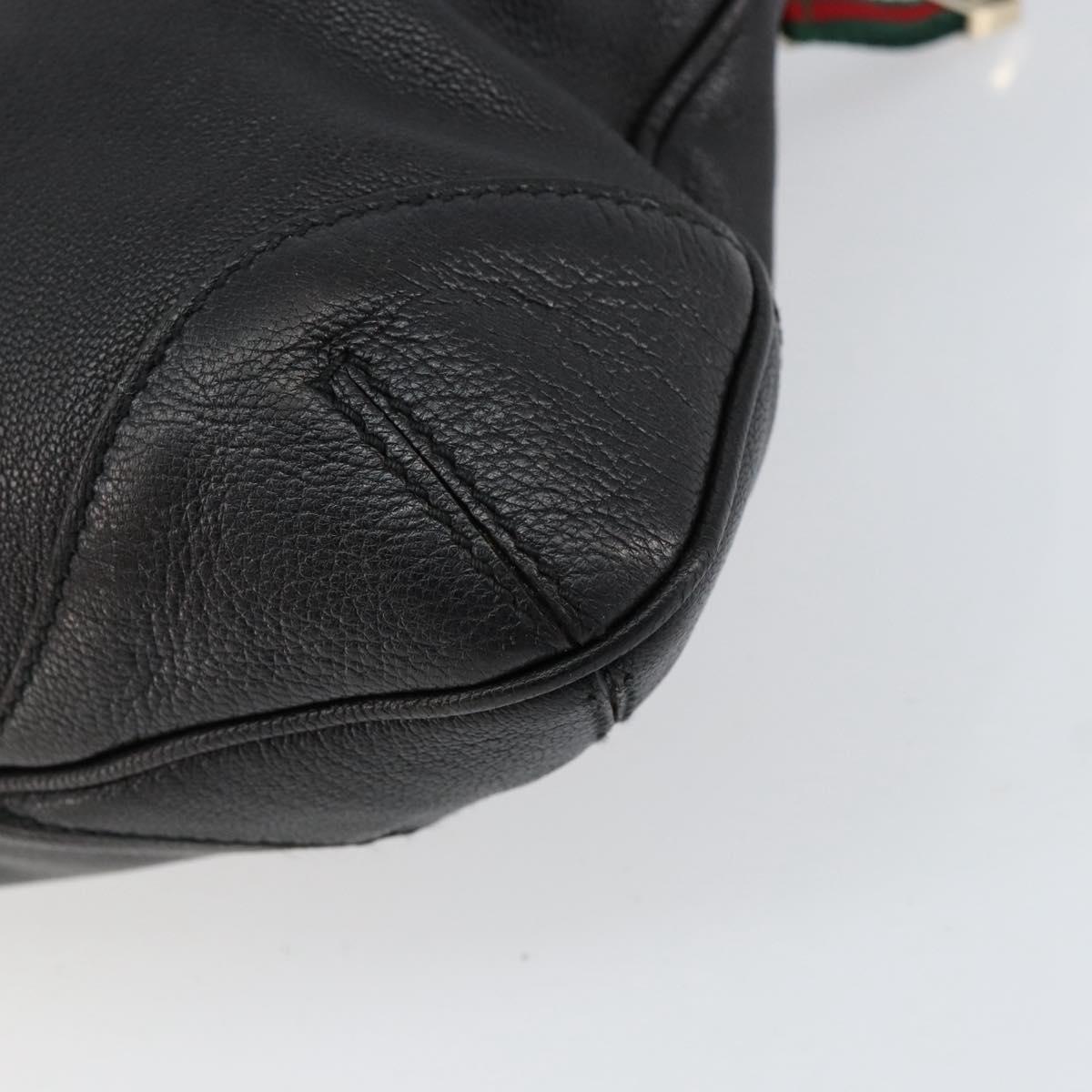 GUCCI Shoulder Bag Leather Black Gold 154392 Auth ka220