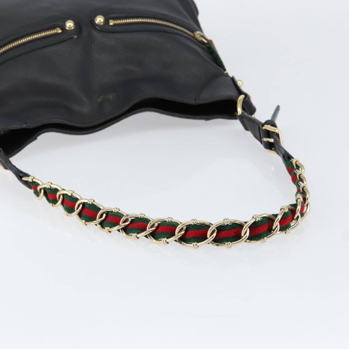 GUCCI Shoulder Bag Leather Black Gold 154392 Auth ka220