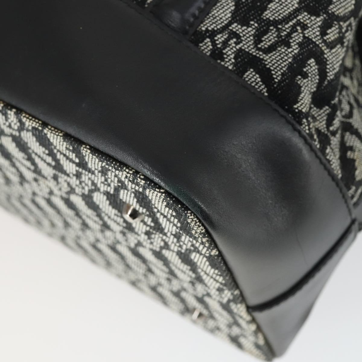 Christian Dior Trotter Canvas Boston Bag Black Silver Auth ka2203V