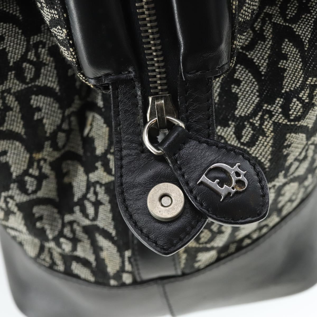 Christian Dior Trotter Canvas Boston Bag Black Silver Auth ka2203V