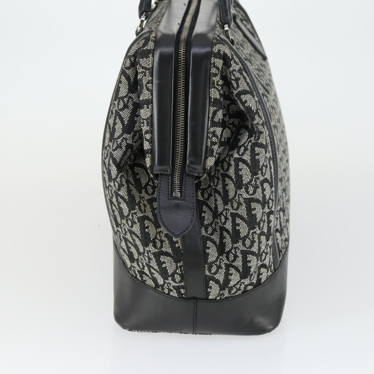 Christian Dior Trotter Canvas Boston Bag Black Silver Auth ka2203V