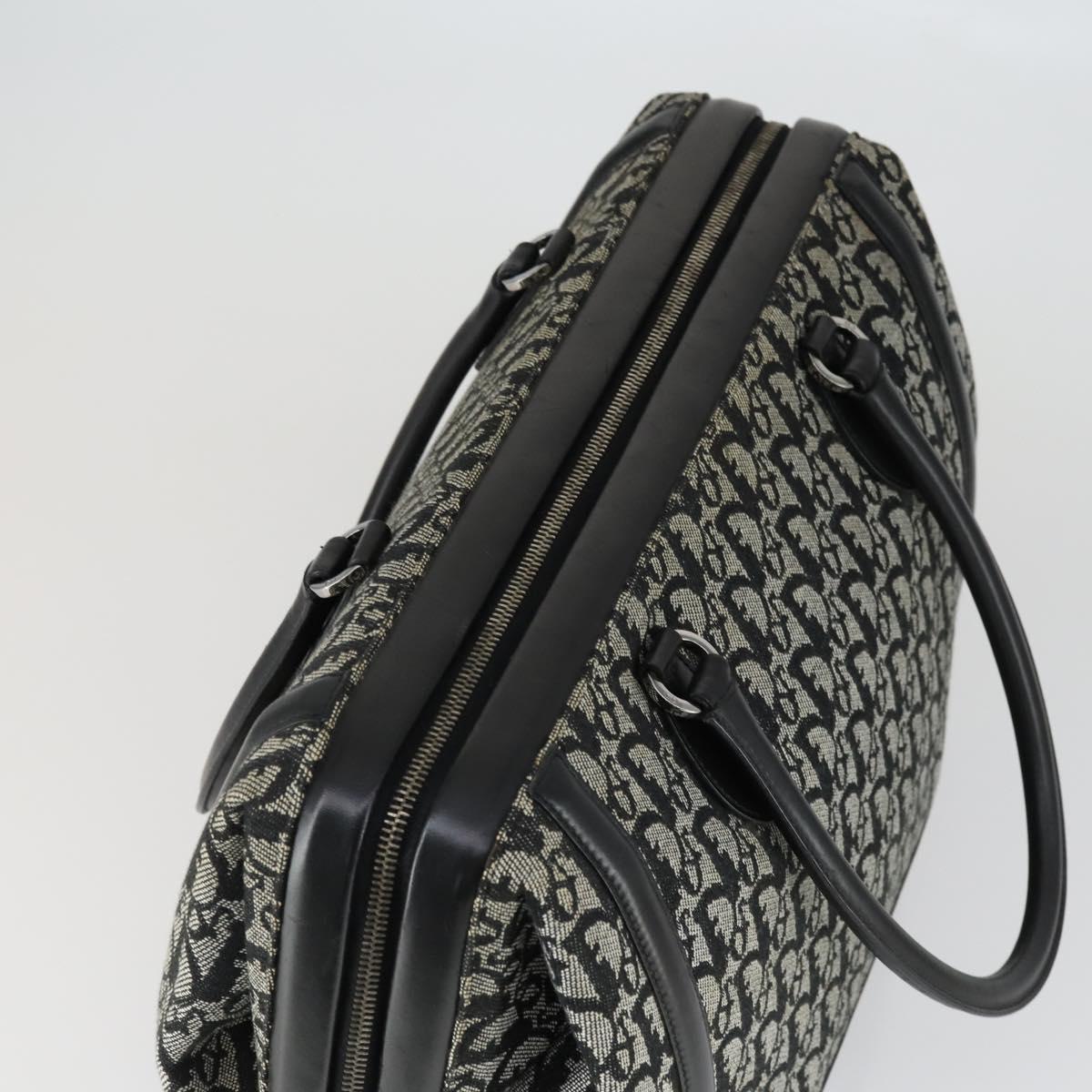 Christian Dior Trotter Canvas Boston Bag Black Silver Auth ka2203V