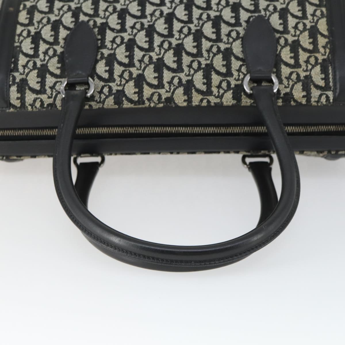 Christian Dior Trotter Canvas Boston Bag Black Silver Auth ka2203V