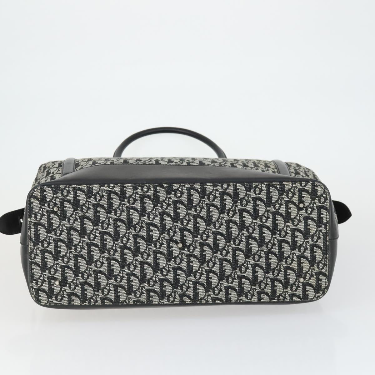 Christian Dior Trotter Canvas Boston Bag Black Silver Auth ka2203V