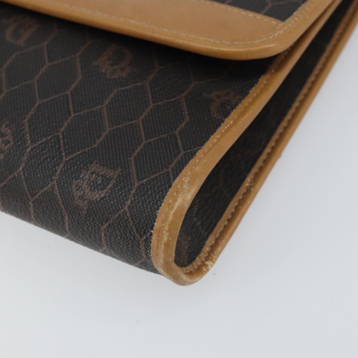 Christian Dior Honeycomb Canvas Chain Shoulder Bag PVC Black Gold Auth ka2204