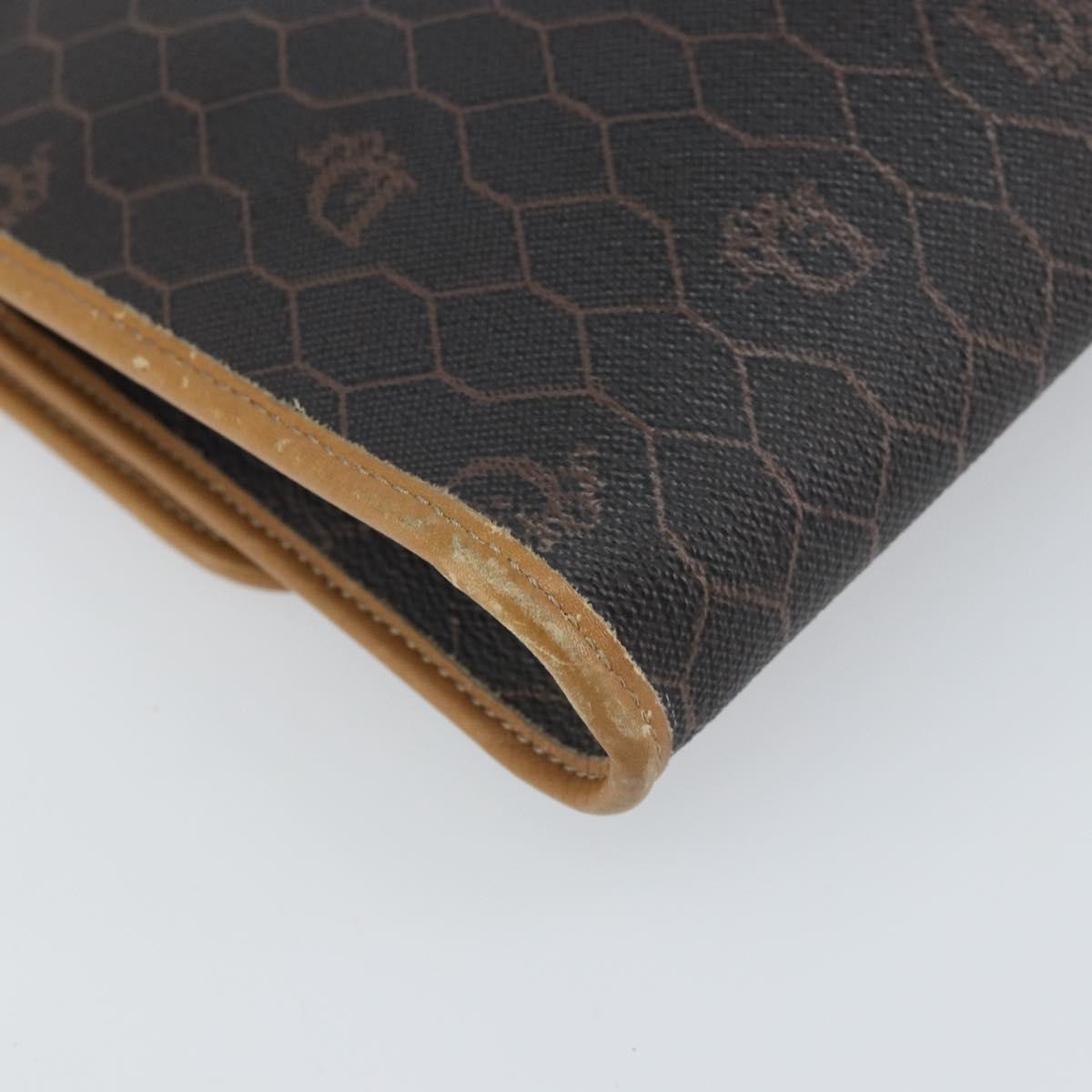 Christian Dior Honeycomb Canvas Chain Shoulder Bag PVC Black Gold Auth ka2204
