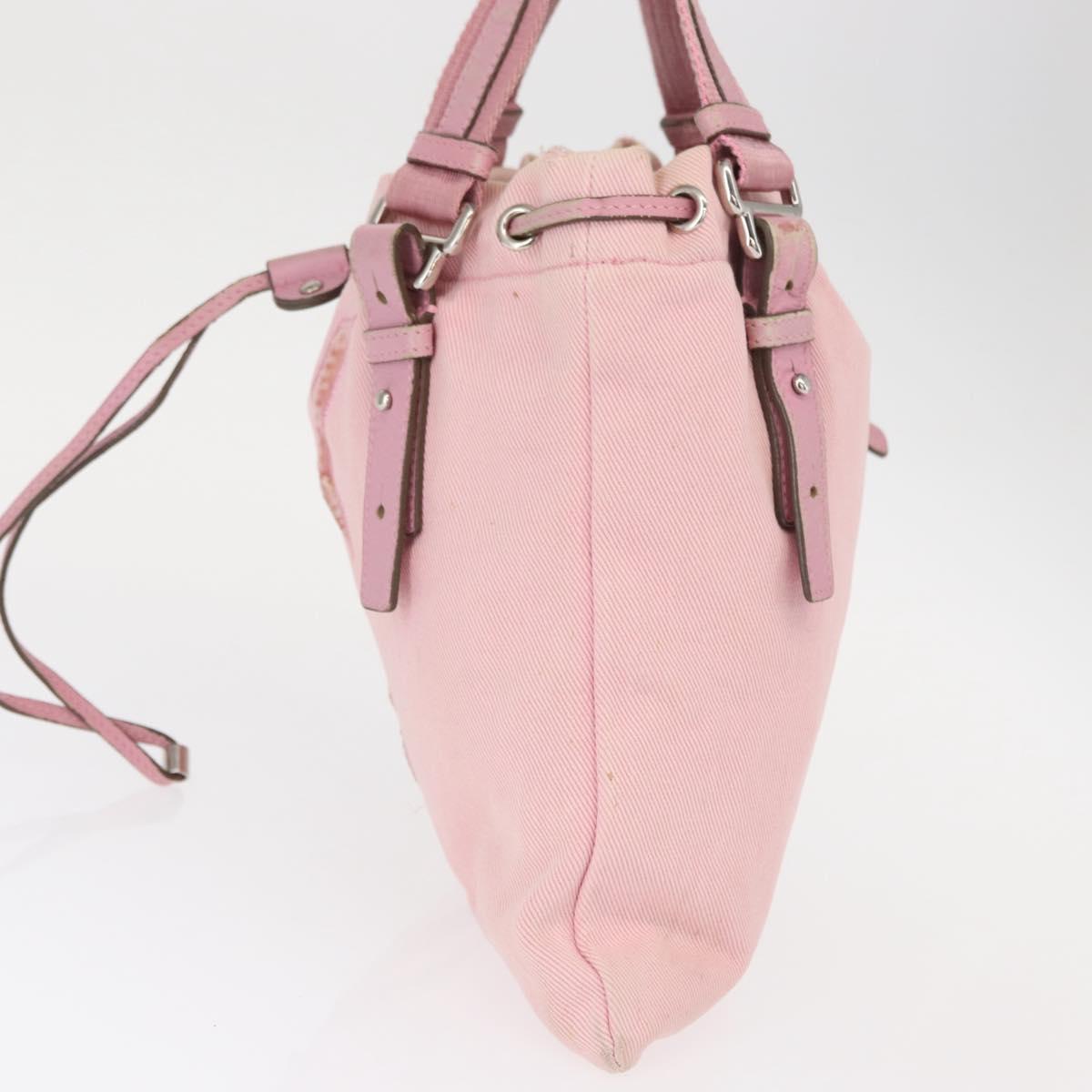 SAINT LAURENT Tote Bag Canvas Pink Silver 123435 Auth ka221