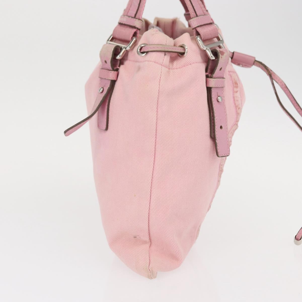 SAINT LAURENT Tote Bag Canvas Pink Silver 123435 Auth ka221