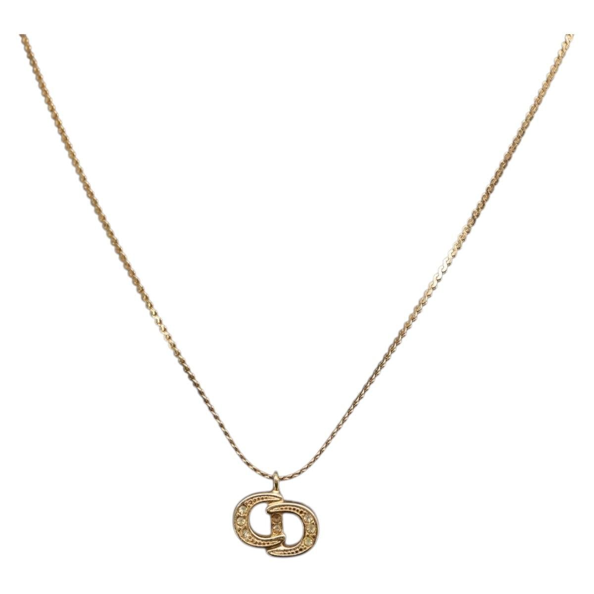 Christian Dior Necklace metal Gold Tone Auth ka2221