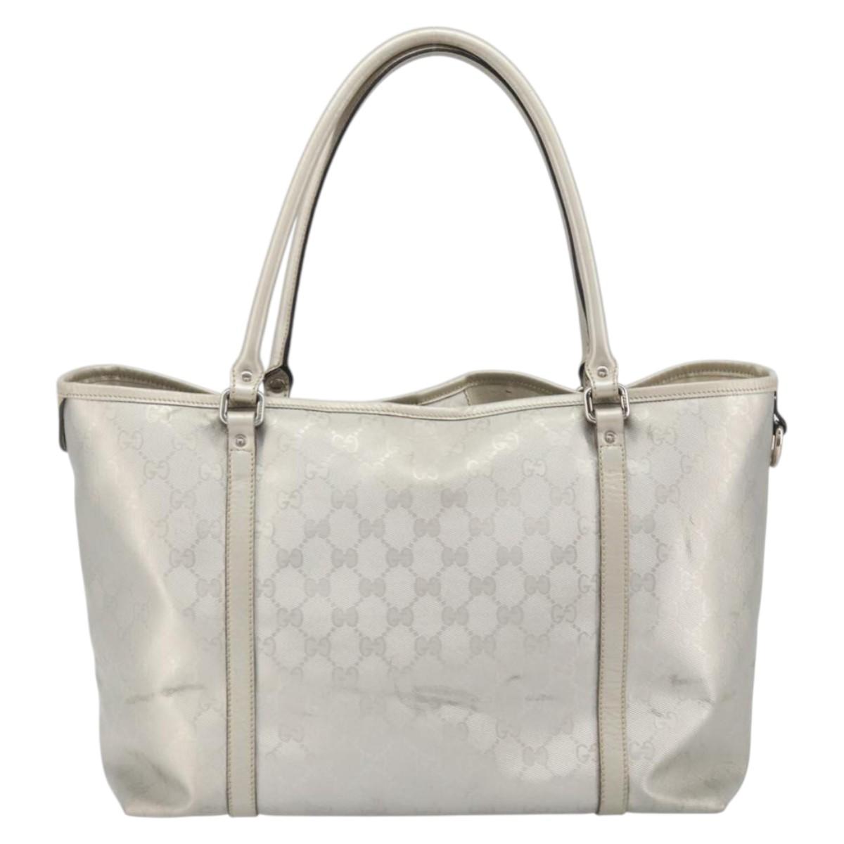 GUCCI GG Implementation Tote Bag Silver 197953 Auth ka2232