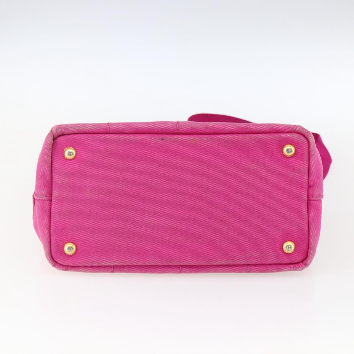 PRADA Canapa PM Hand Bag Canvas 2way Pink Gold Auth ka2235