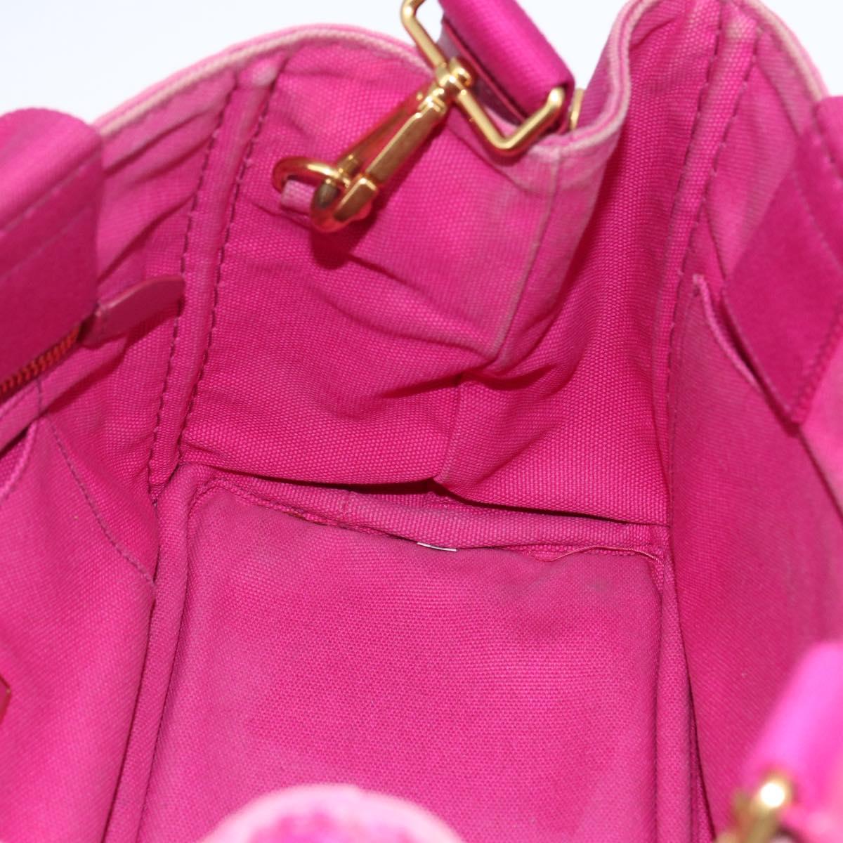 PRADA Canapa PM Hand Bag Canvas 2way Pink Gold Auth ka2235