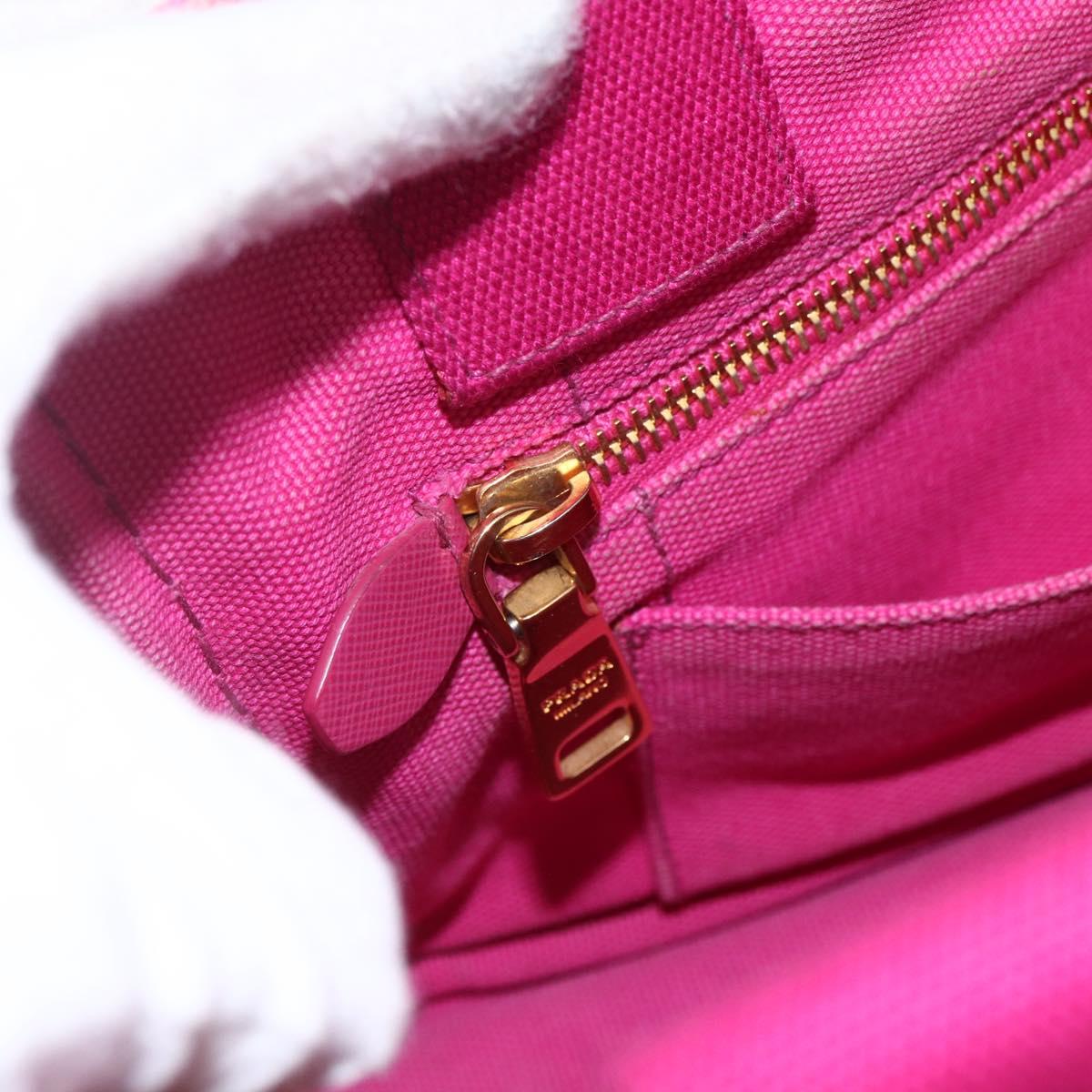 PRADA Canapa PM Hand Bag Canvas 2way Pink Gold Auth ka2235