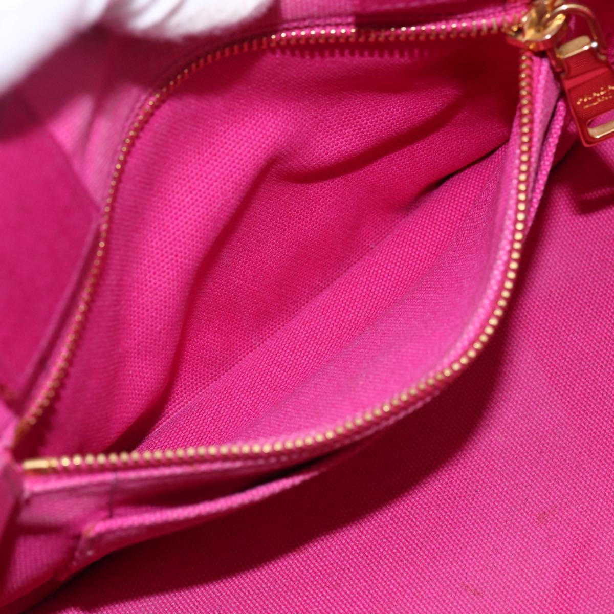PRADA Canapa PM Hand Bag Canvas 2way Pink Gold Auth ka2235