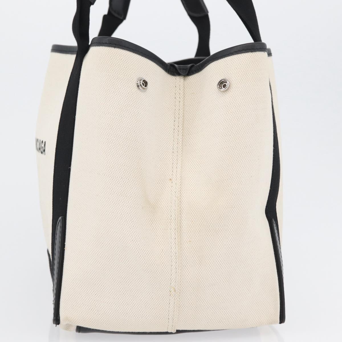 BALENCIAGA Cabas S Tote Bag Canvas Black White 339933 Auth ka2236