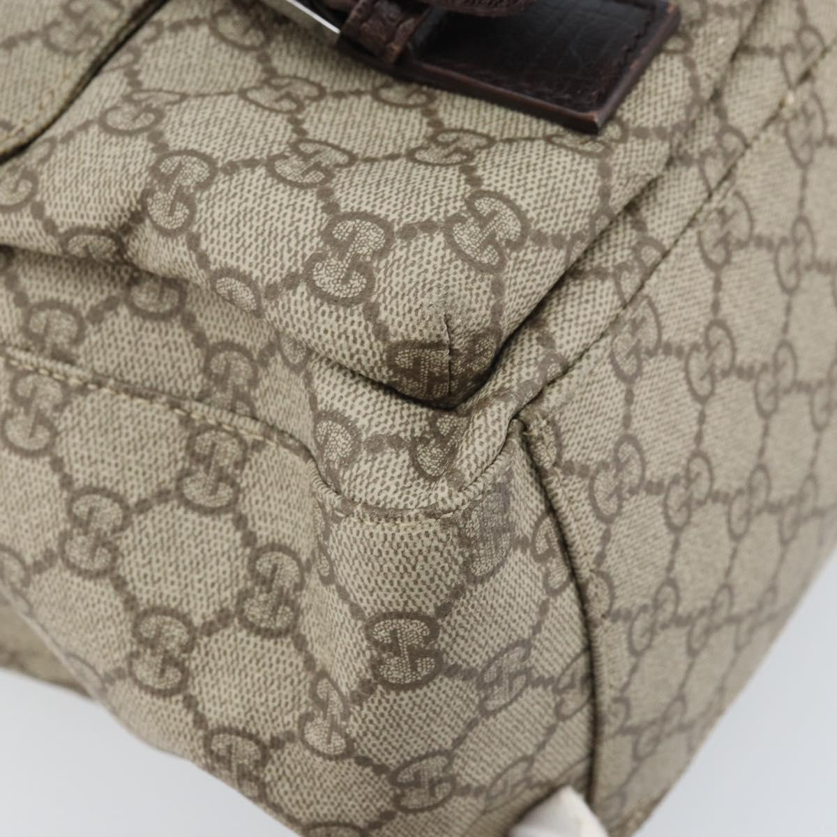 GUCCI GG Supreme Hand Bag PVC Beige Silver 140959 Auth ka2238