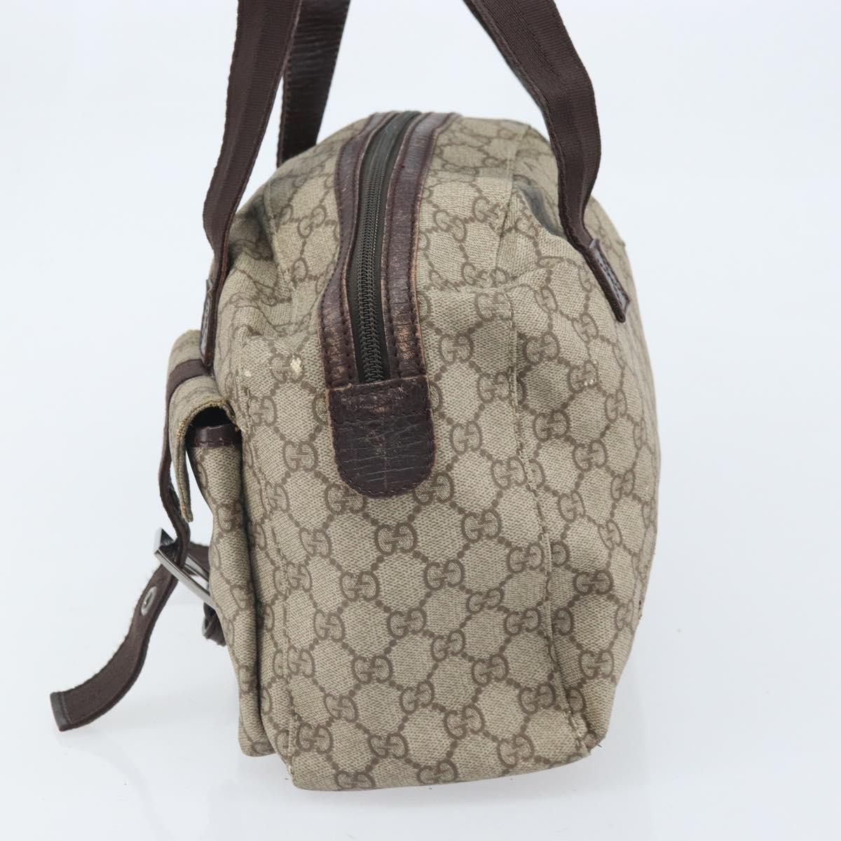 GUCCI GG Supreme Hand Bag PVC Beige Silver 140959 Auth ka2238