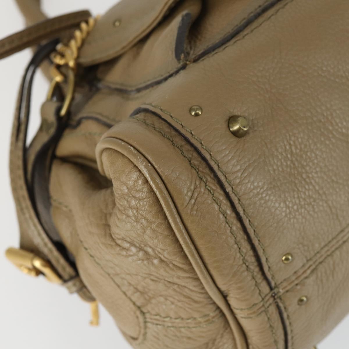 Chloe Paddington Hand Bag Leather Beige Gold Silver Auth ka2248SAV
