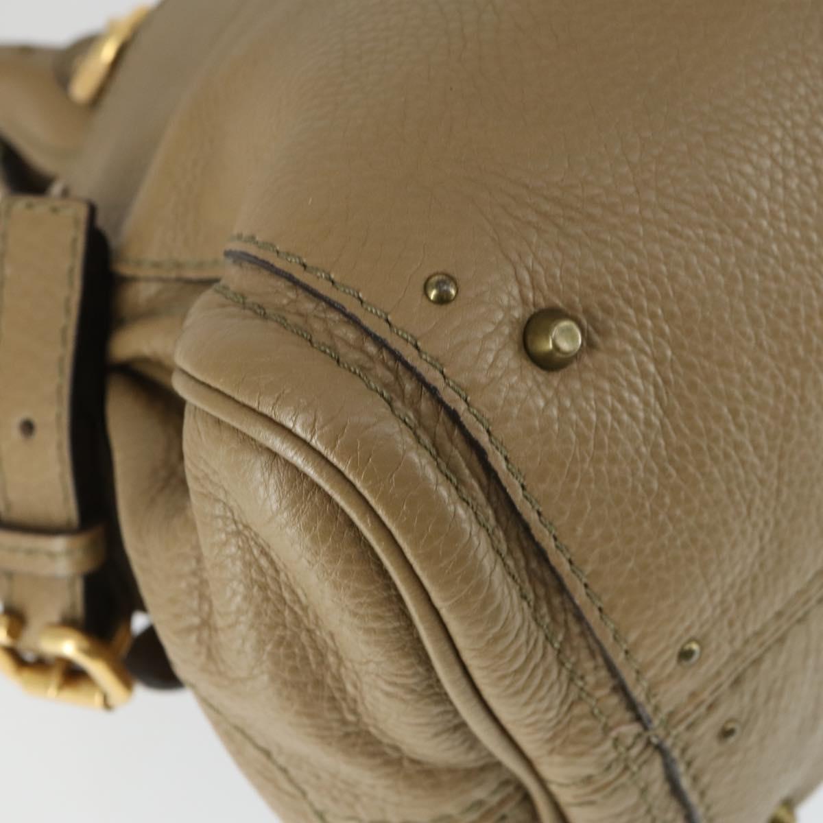 Chloe Paddington Hand Bag Leather Beige Gold Silver Auth ka2248SAV