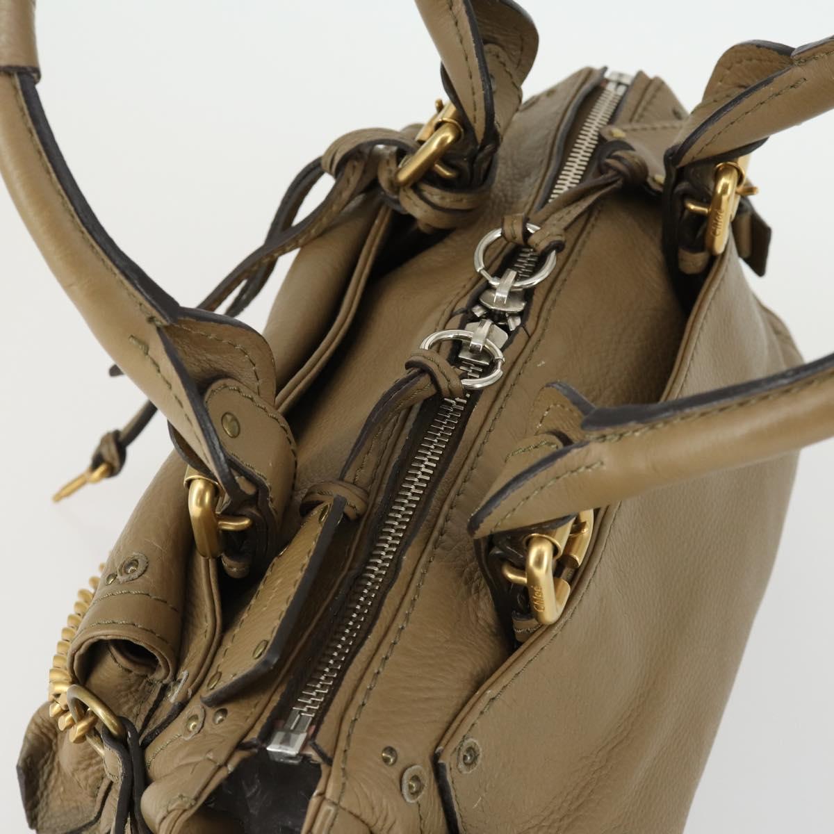Chloe Paddington Hand Bag Leather Beige Gold Silver Auth ka2248SAV