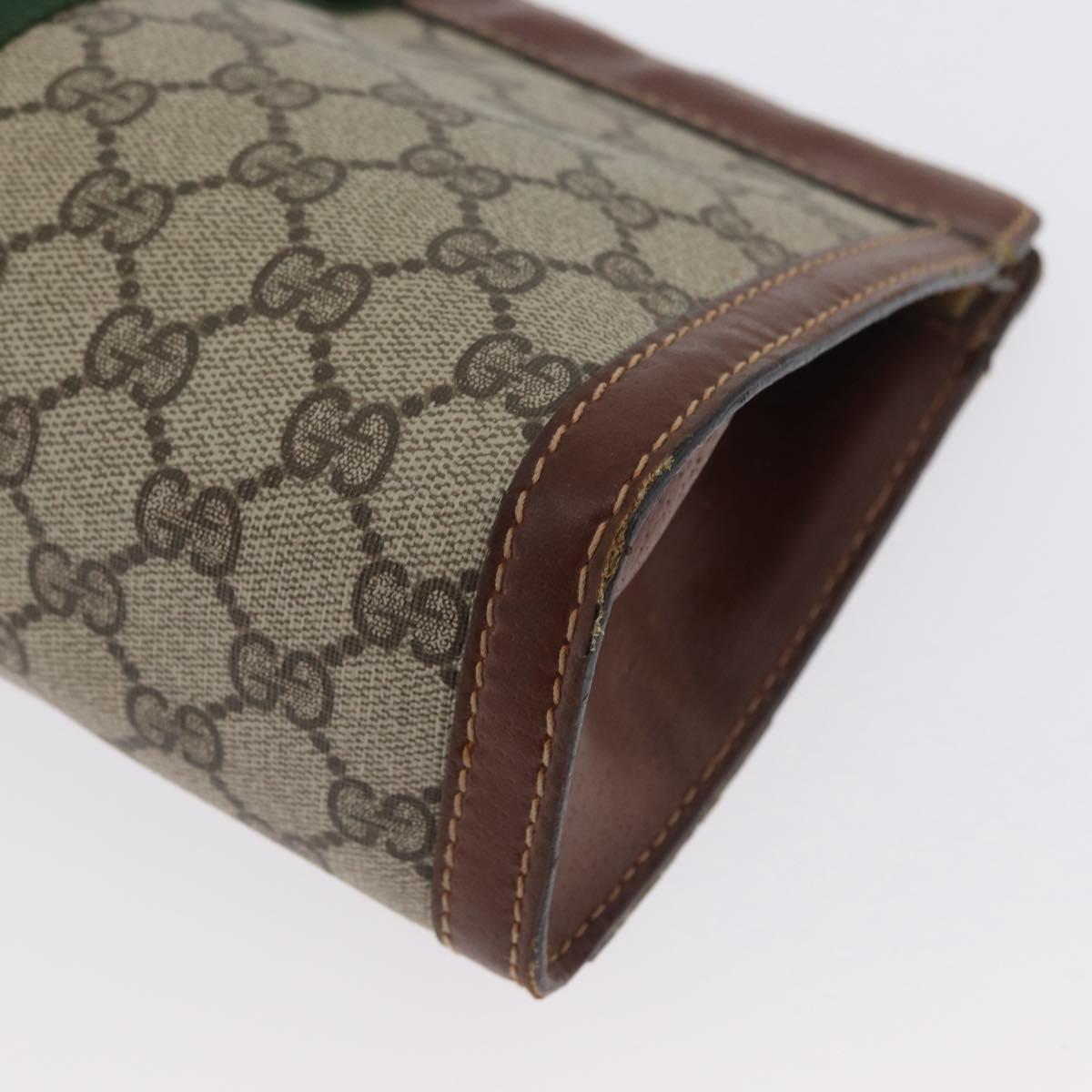 GUCCI GG Supreme Web Sherry Line Clutch Bag PVC Beige Red 010 378 Auth ka2251