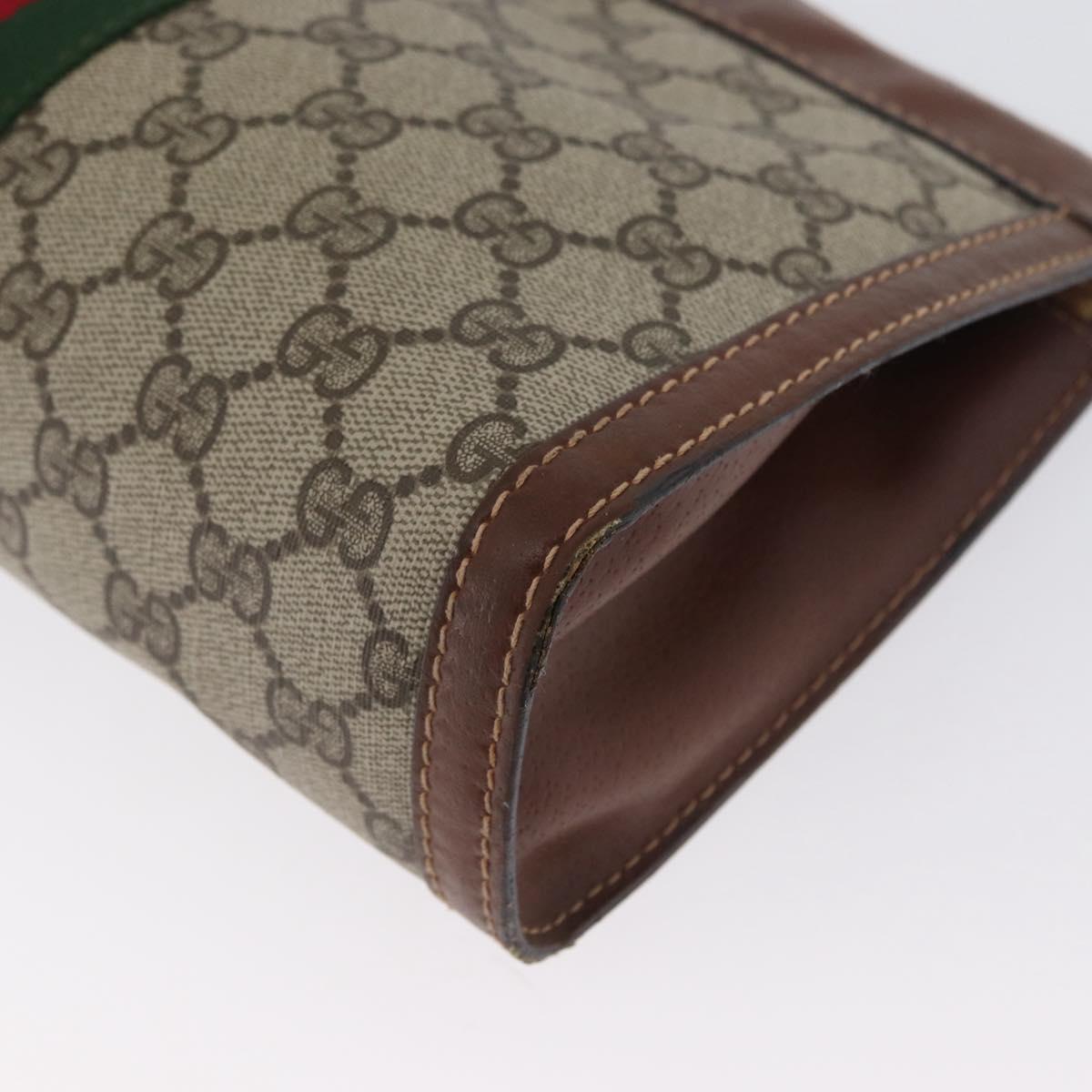 GUCCI GG Supreme Web Sherry Line Clutch Bag PVC Beige Red 010 378 Auth ka2251