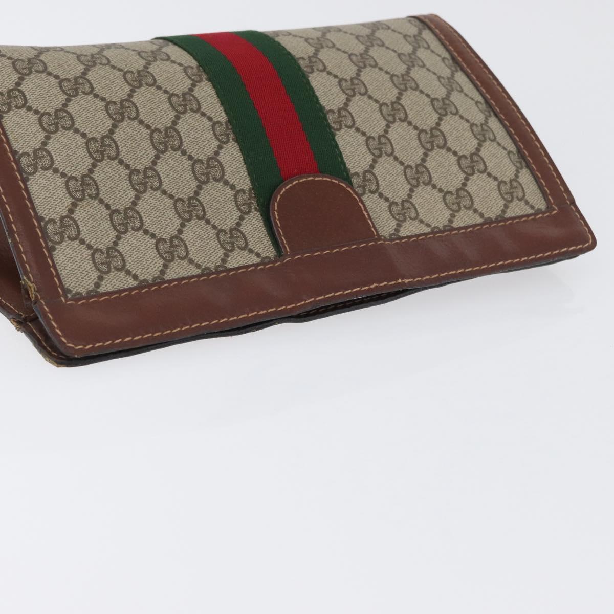 GUCCI GG Supreme Web Sherry Line Clutch Bag PVC Beige Red 010 378 Auth ka2251