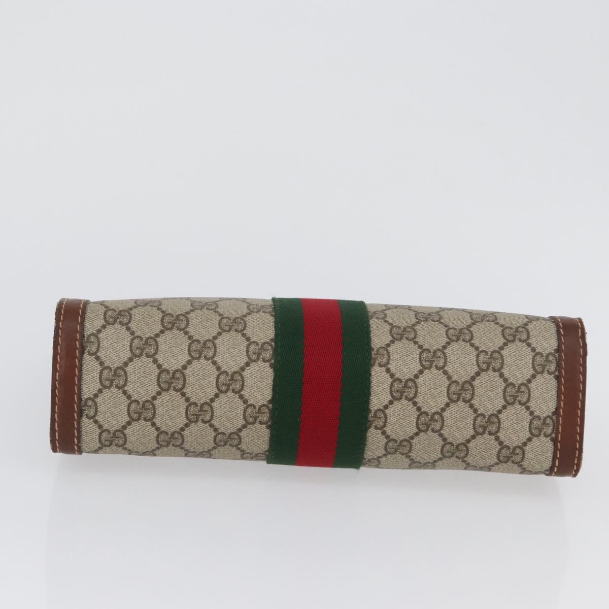 GUCCI GG Supreme Web Sherry Line Clutch Bag PVC Beige Red 010 378 Auth ka2251