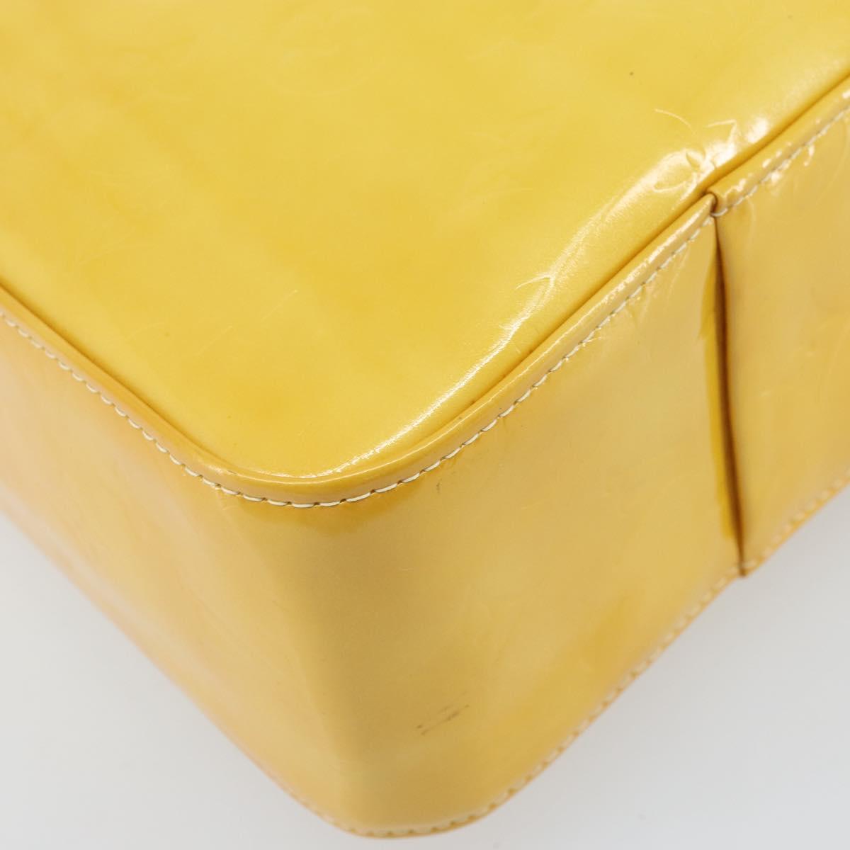 LOUIS VUITTON Monogram Vernis Columbus Tote Bag Lime Yellow M91047 Auth ka2253
