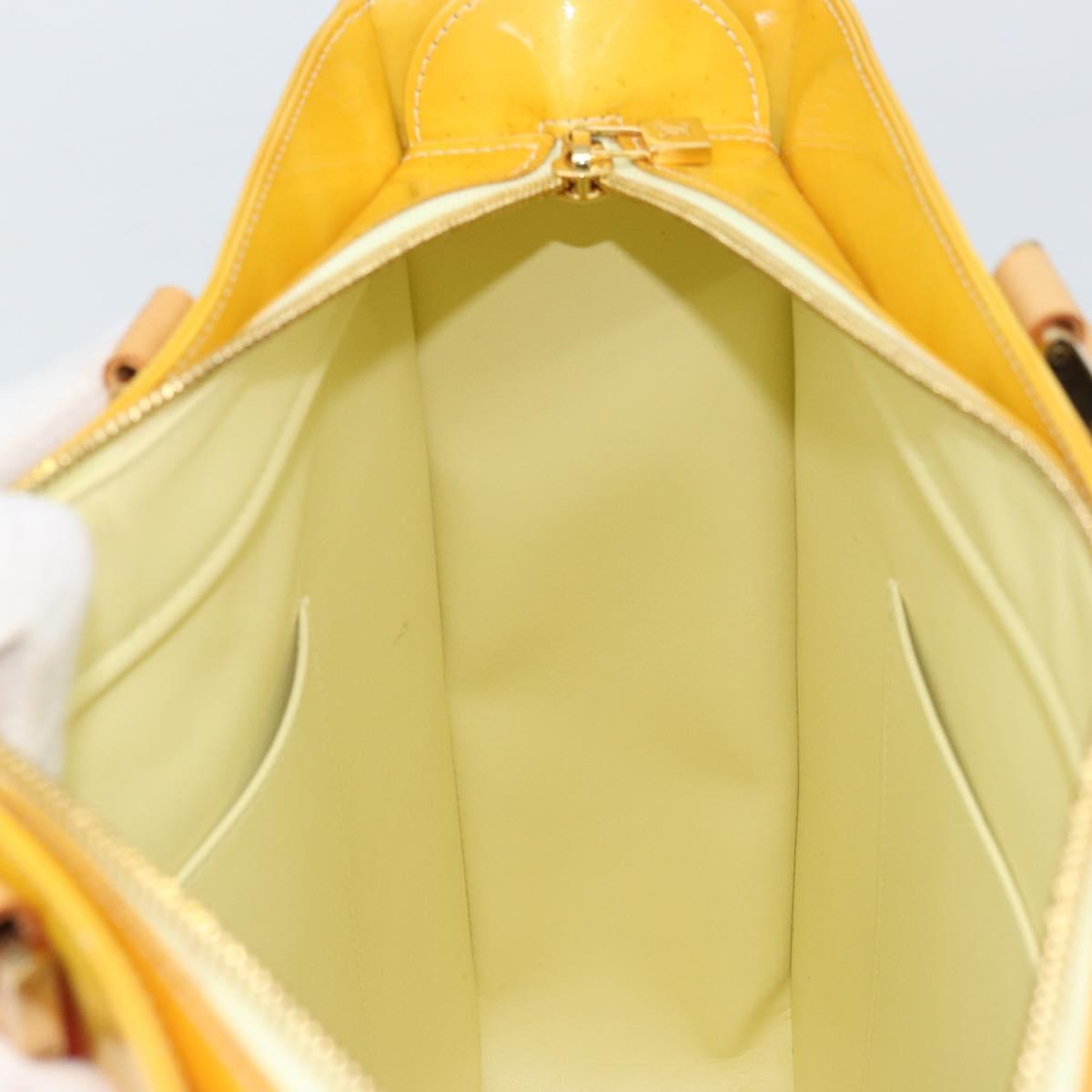 LOUIS VUITTON Monogram Vernis Columbus Tote Bag Lime Yellow M91047 Auth ka2253