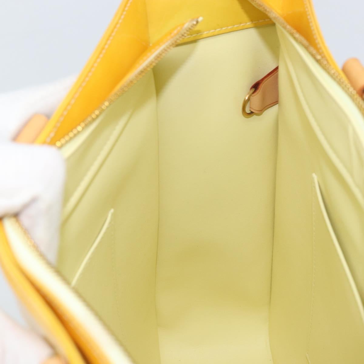 LOUIS VUITTON Monogram Vernis Columbus Tote Bag Lime Yellow M91047 Auth ka2253