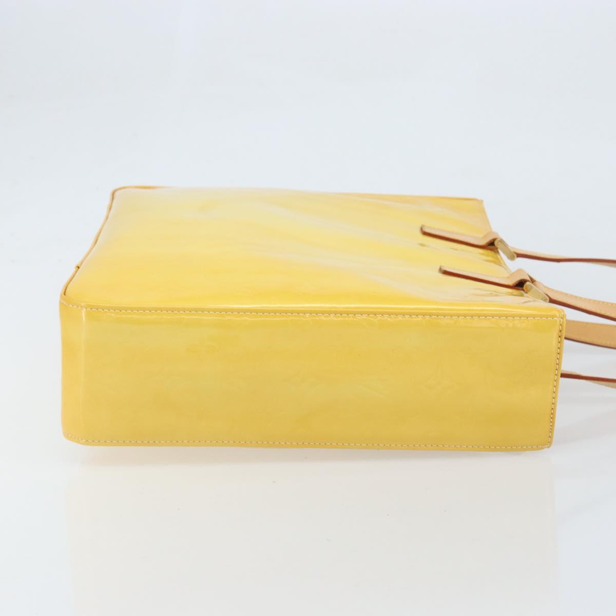 LOUIS VUITTON Monogram Vernis Columbus Tote Bag Lime Yellow M91047 Auth ka2253